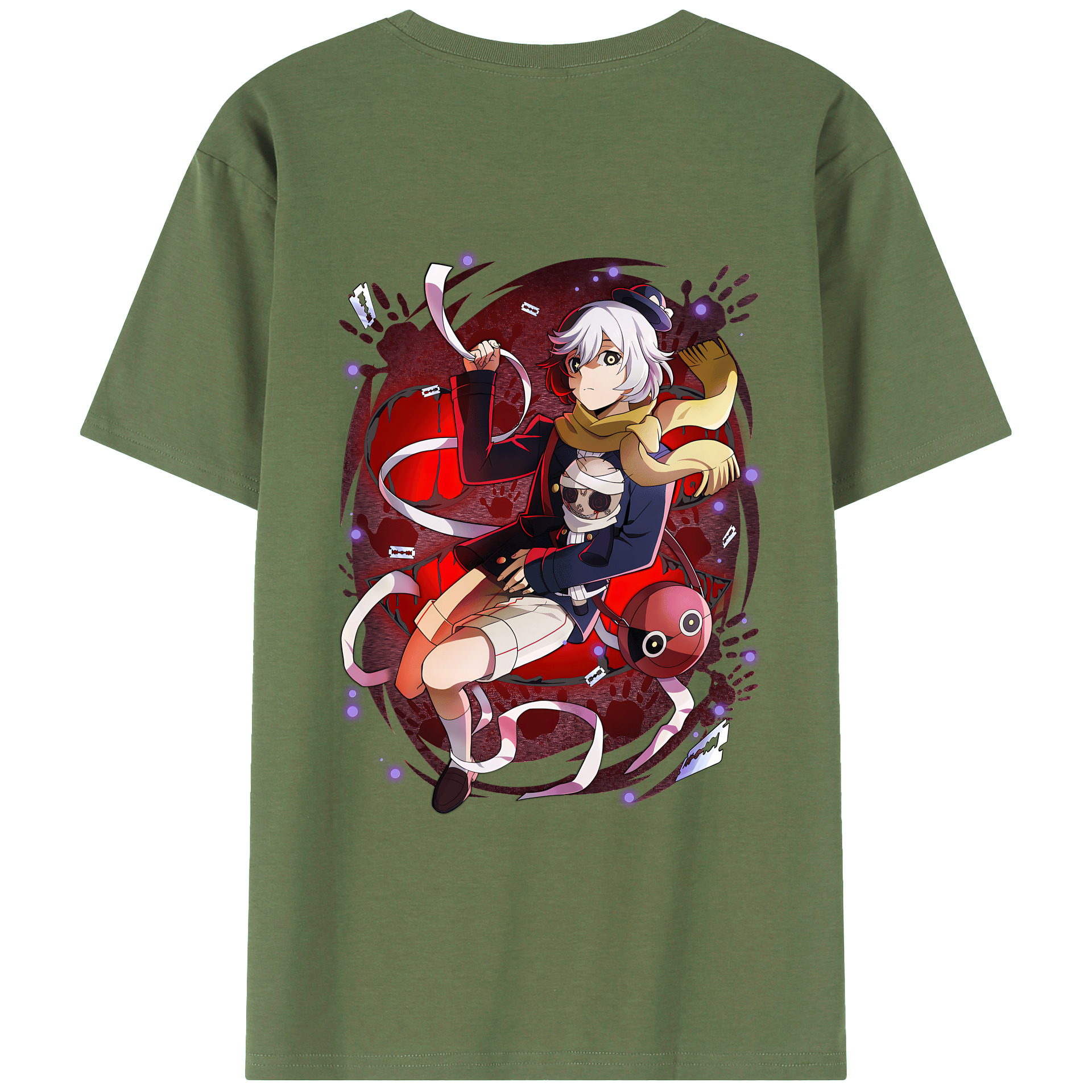 （画像用） 文豪ストレイドッグス Bungo Stray Dogs 綿100％ メンズ半袖Tシャツ（バックプリント） 通気性